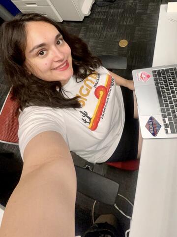 Film major Emilie Rosenfeld Film major Emilie Rosenfeld snaps a selfie at her writing internship