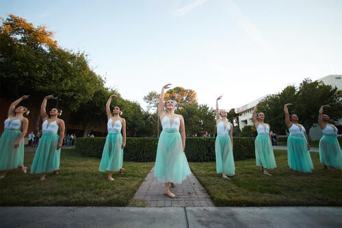 Dancers perfoming at the Lee Pascal Rose Garden